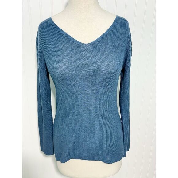 Hippie Rose Women's Long Sleeves Knit Sweater Criss Cross Back Blue Size Large - Picture 10 of 10